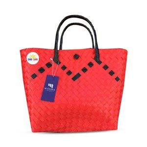 Misenka Handicrafts Philippine Bayong Coral Red Midnight Black Two Tone Classic